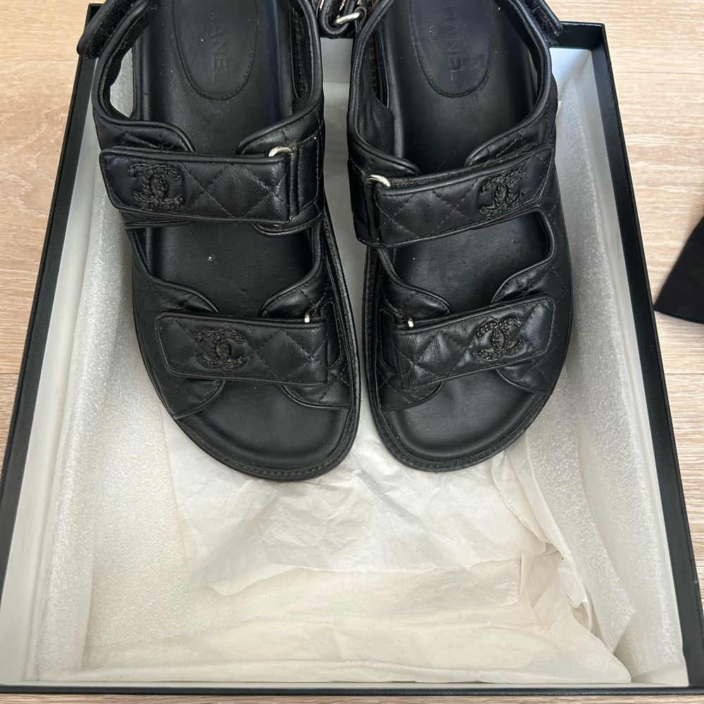 CHANEL Black Quilted Dad Sandals